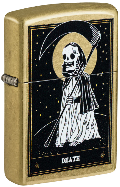 Zippo Lighter Death Card Design Street Brass