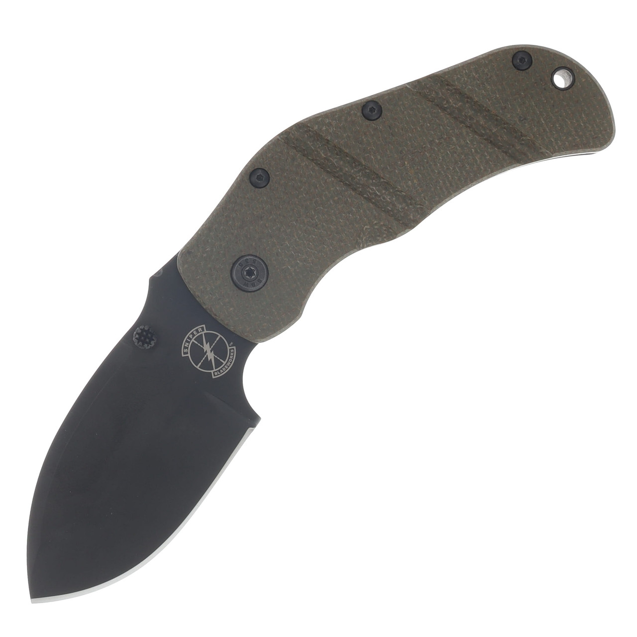 Sniper Bladeworks TOG Folding Knife PVD D2/OD Green Micarta TOGODGBLK
