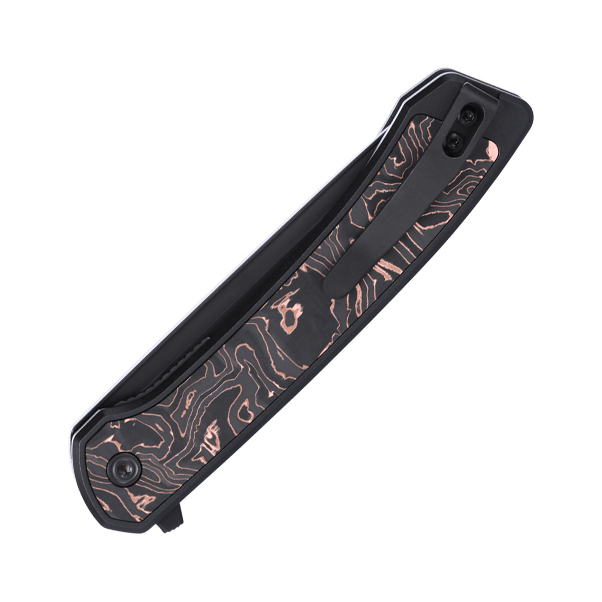 CRKT Q Compact Folding Knife Swirl 2.95in Plain Black DLC Drop Point