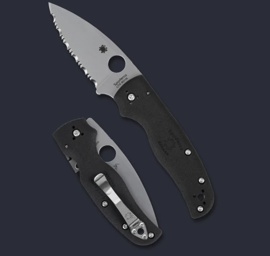 Spyderco Shaman Lightweight Folding Knife 3.58in Serrated Satin Leaf