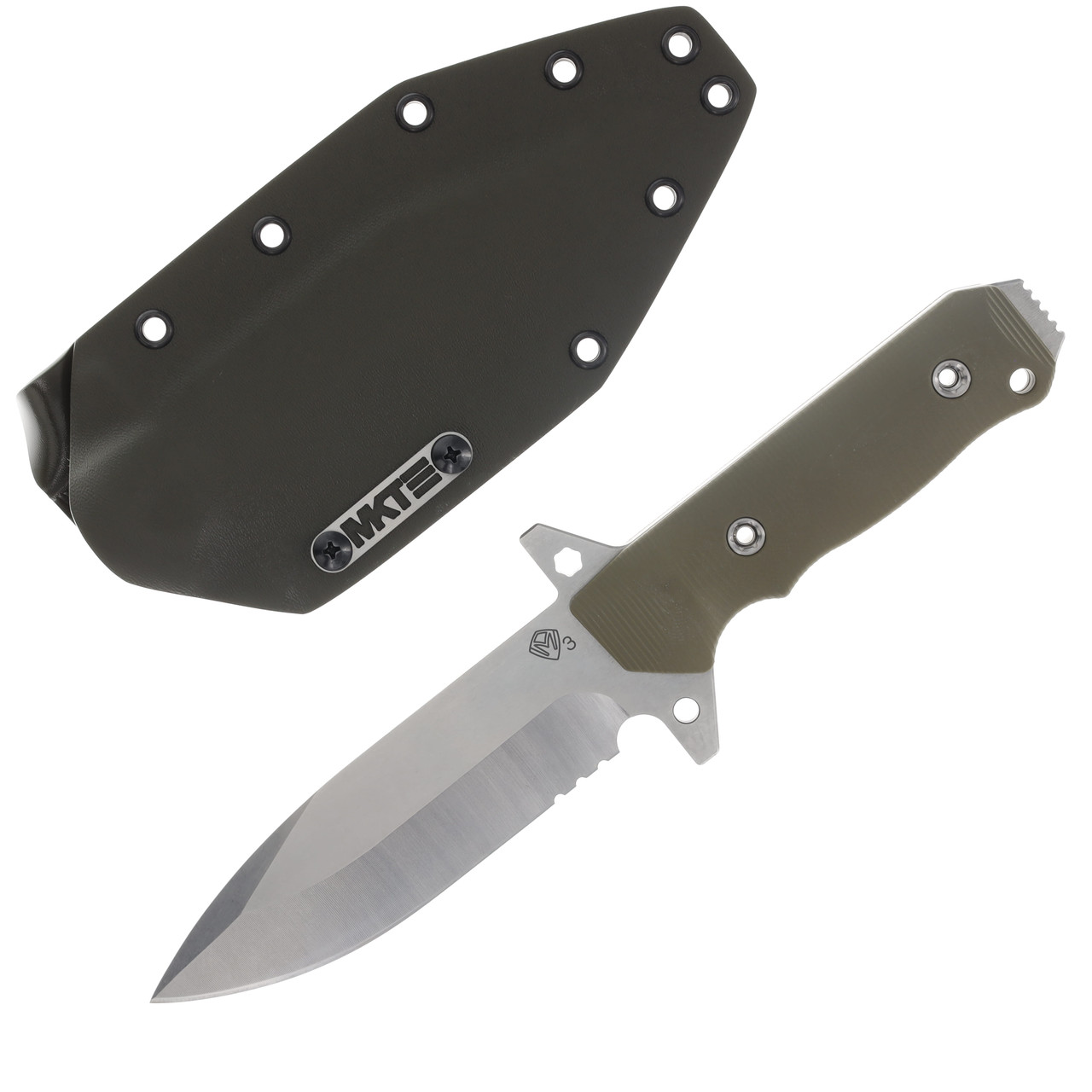Medford AIO-2-PS 3v Tumbled Std Blade OD green G-10 Handle OD Green Kydex Sheath Std Hardware