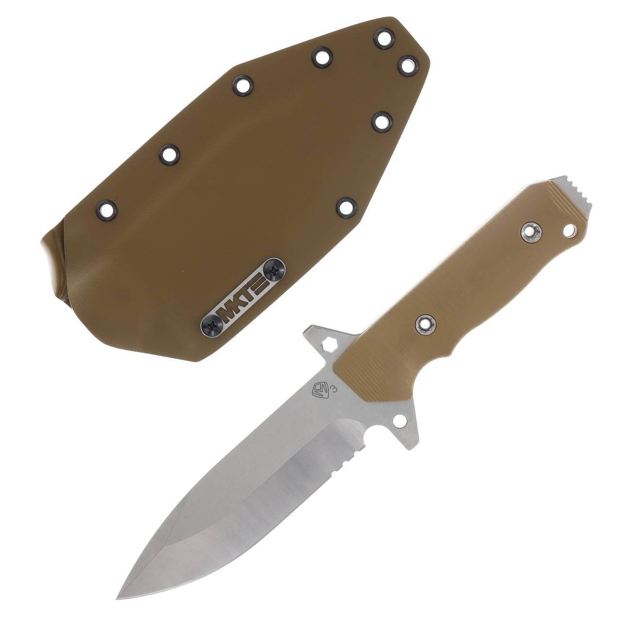 Medford AIO-2-PS 3V Tumbled Std Blade Coyote G10 Handle Coyote Kydex Sheath Fixed Hardware