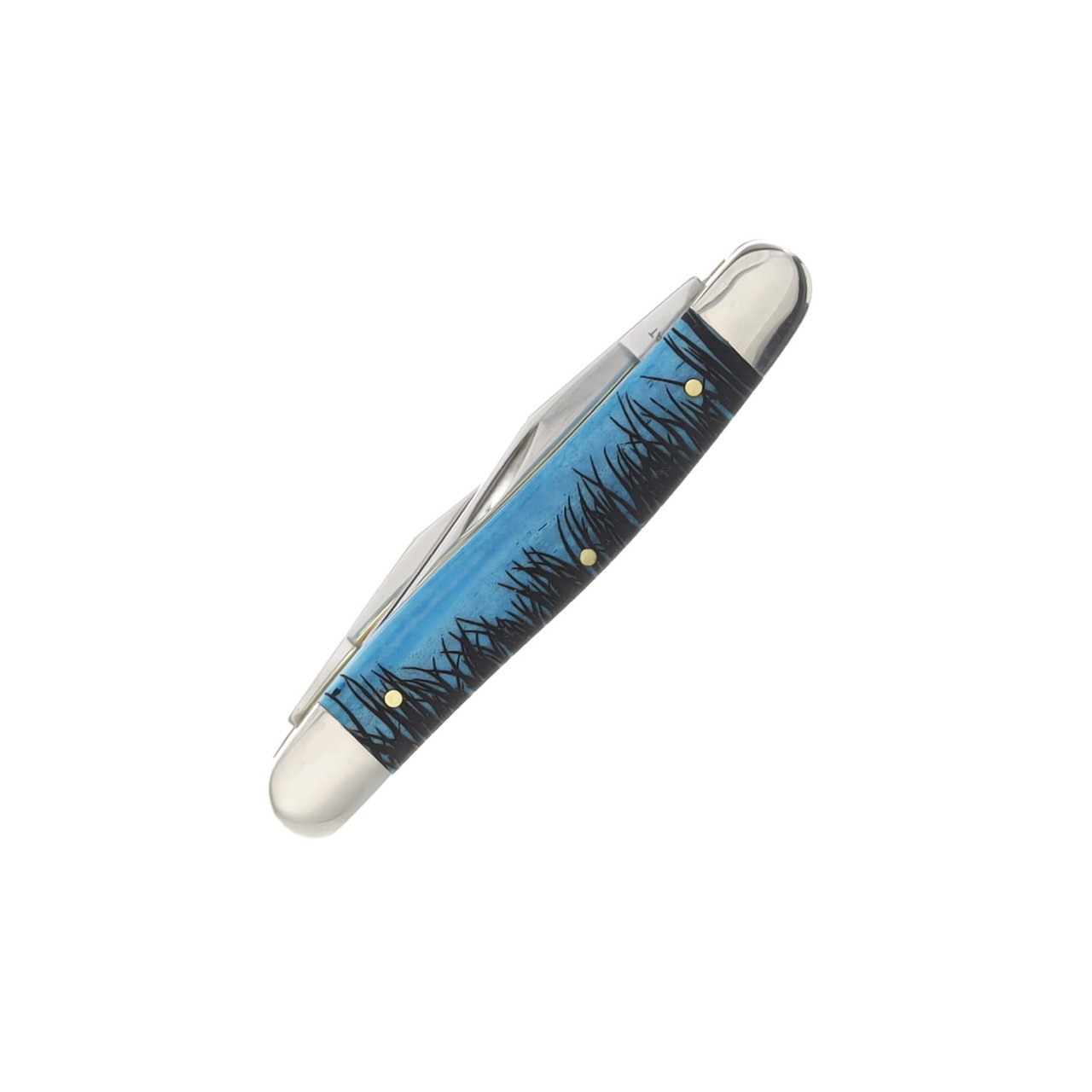 Case XX Muskrat Folding Knife Bass Fish Caribbean Blue Smooth Bone