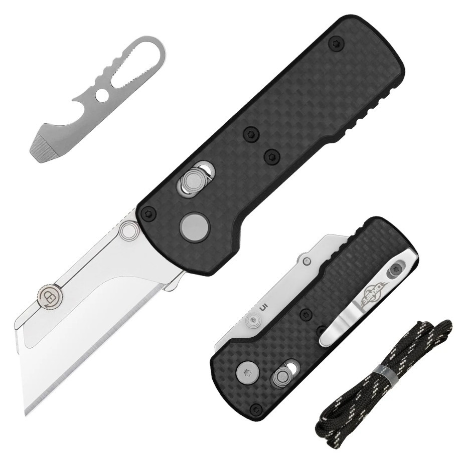 OKNIFE U1 Folding Utility Knife Carbon Fiber Overlay Handle U1CFO