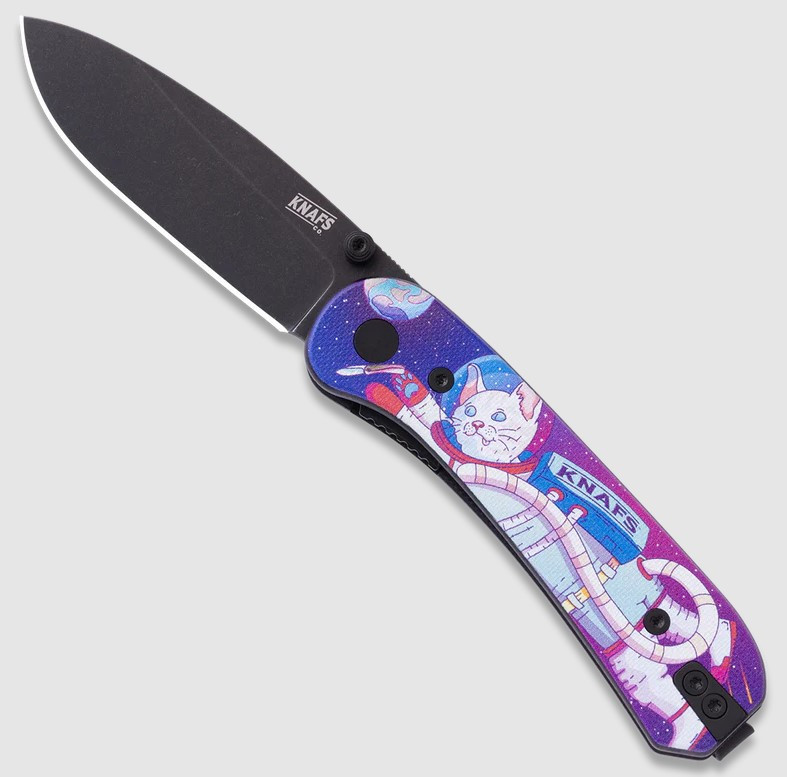 Knafs Lander 1 Folding Knife Black Stonewash D2/Kitty Cosmo Crew G-10  Front Open
