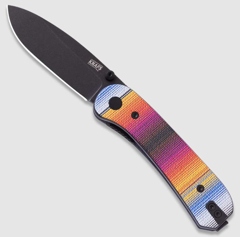 Knafs Lander 1 Folding Knife Black Stonewash D2/Mexican Blanket G-10 Pre-Built Front Open