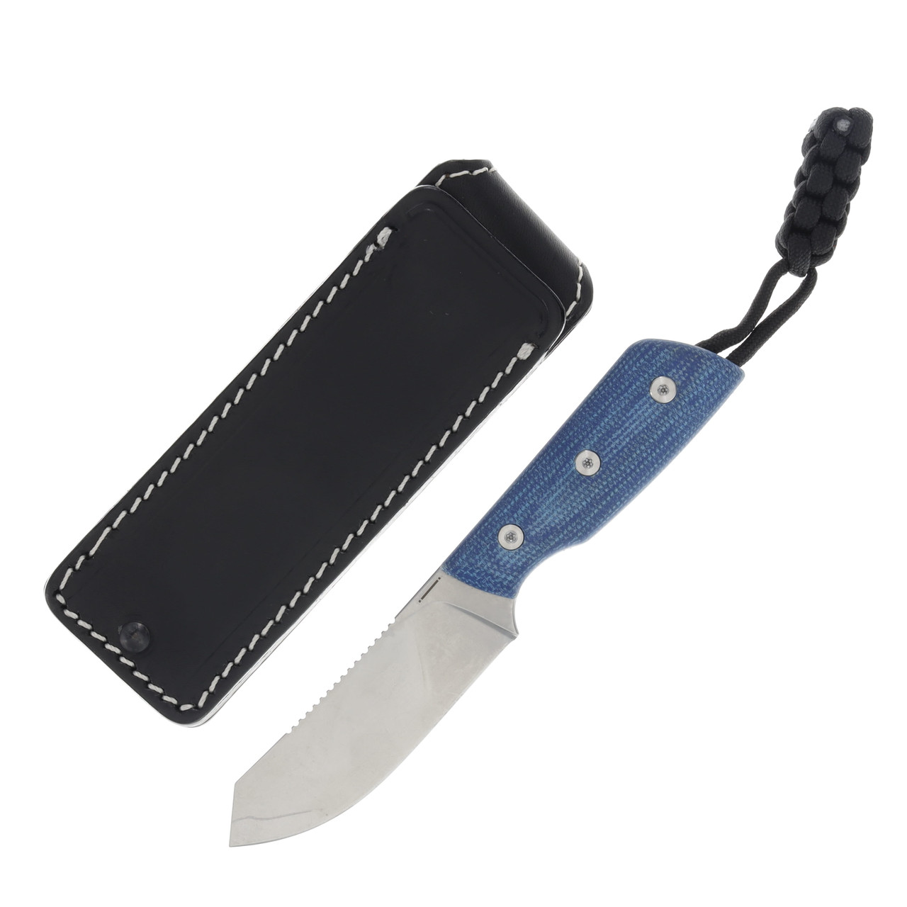 Straight Line EDC DIGGER Blue Canvas Micarta Handle 14C28N-SW Blade SLDG-BC