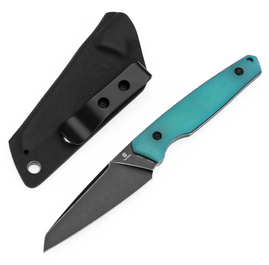 Tenable Parr Fixed Blade Knife Blackwash 14C28N/Tiffany Blue G-10 G011B3