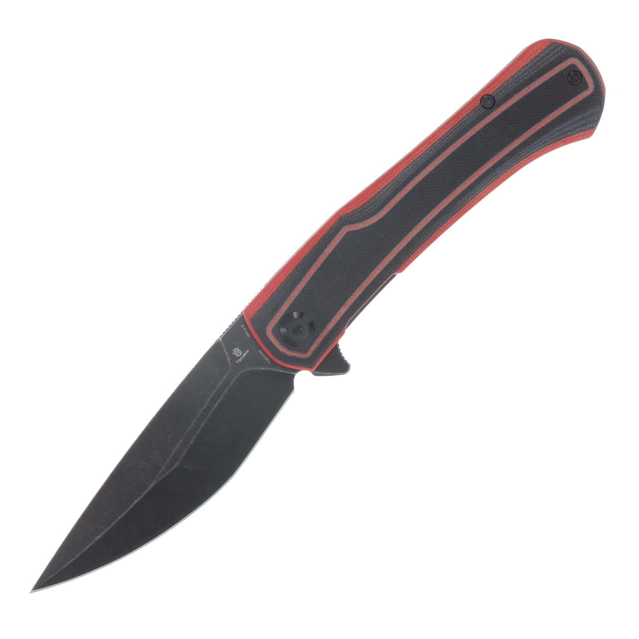 Tenable Kratos Linerlock Folding Knife Blackwash Nitro-V/Red & Black G-10 T1024A1