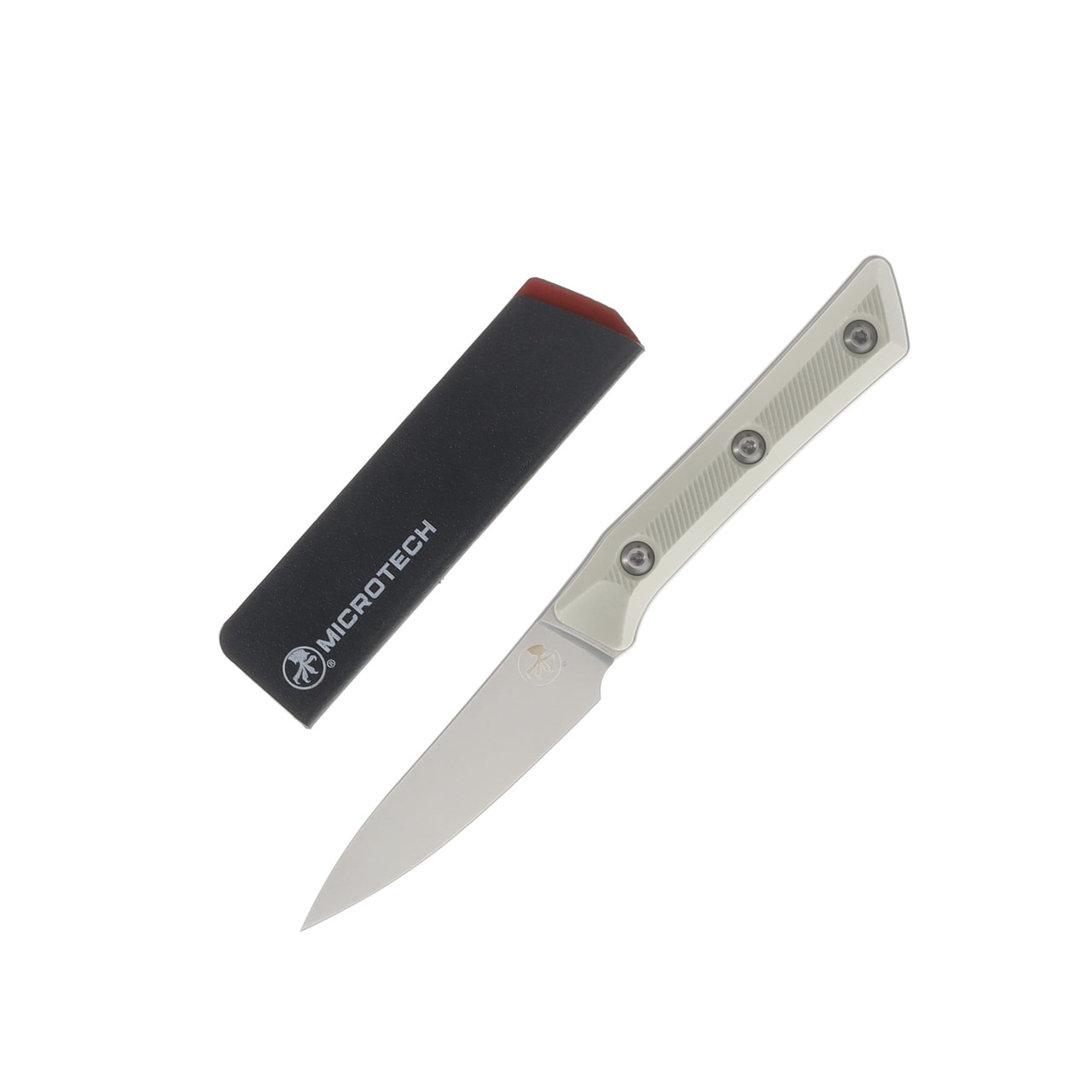 Microtech 3.5 Inch Paring Stonewash Standard Ivory G-10 MT350010IV