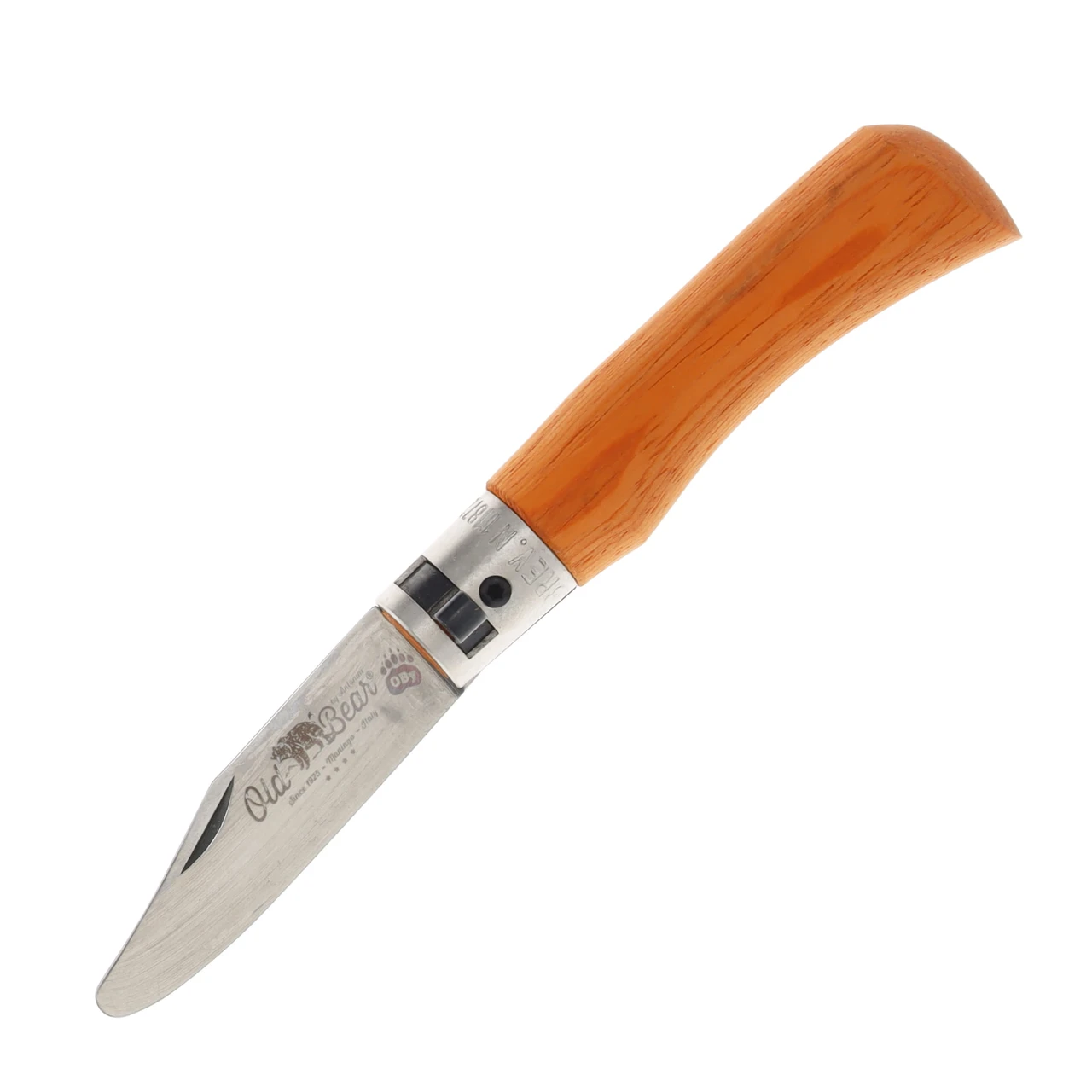 Antonini Knives Old Bear OBY Babies Orange Wood Folding Knife Clip Point 9351/15_MOK