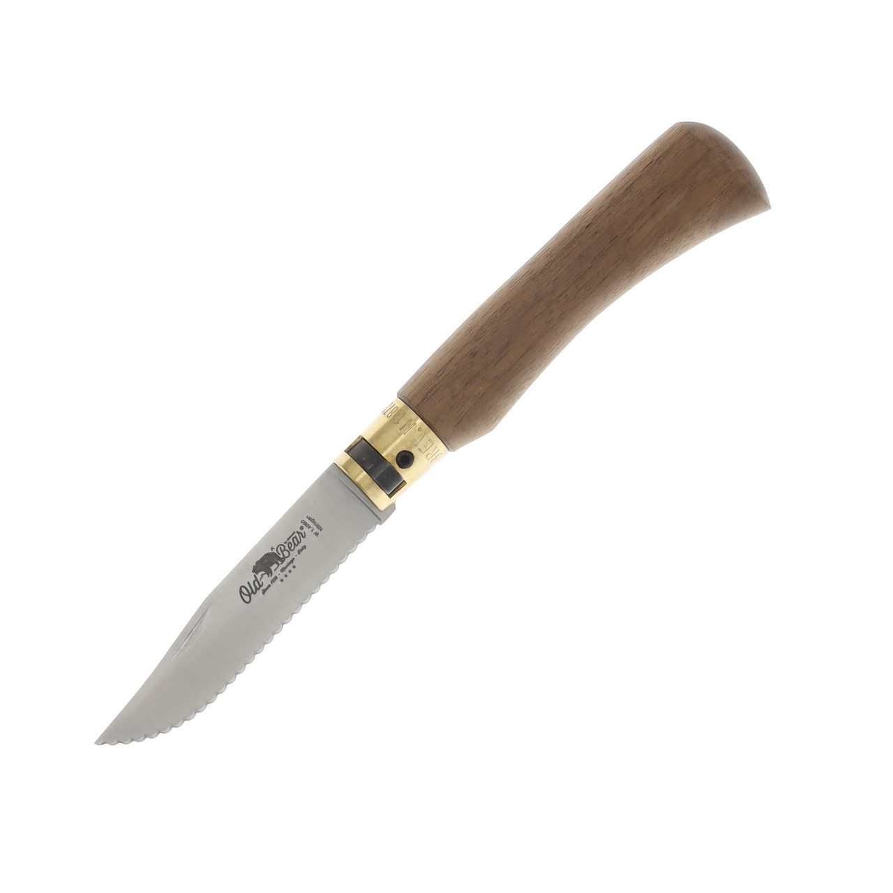 Antonini Old Bear Classical Medium Walnut 3.15in Serr Satin Clip Point 9337/19_LN