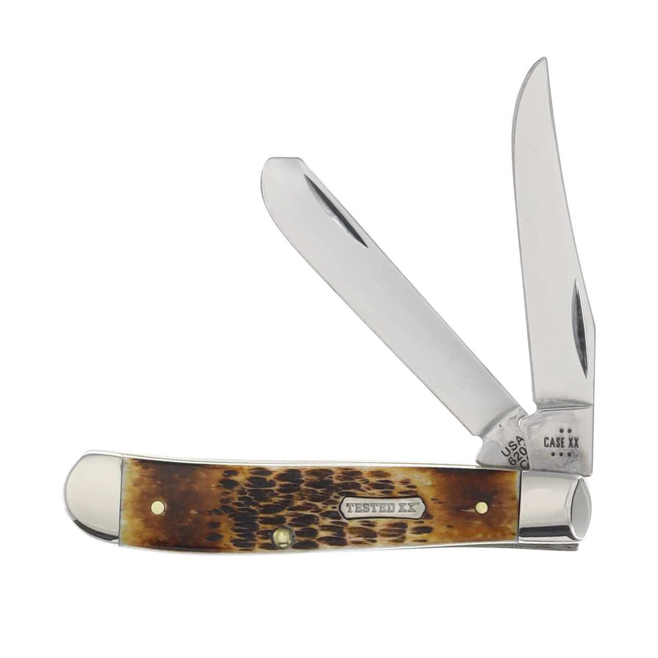 Case XX Burnt Amber Bone Rogers Jigged Bone Mini Trapper Folding Knife CA51391