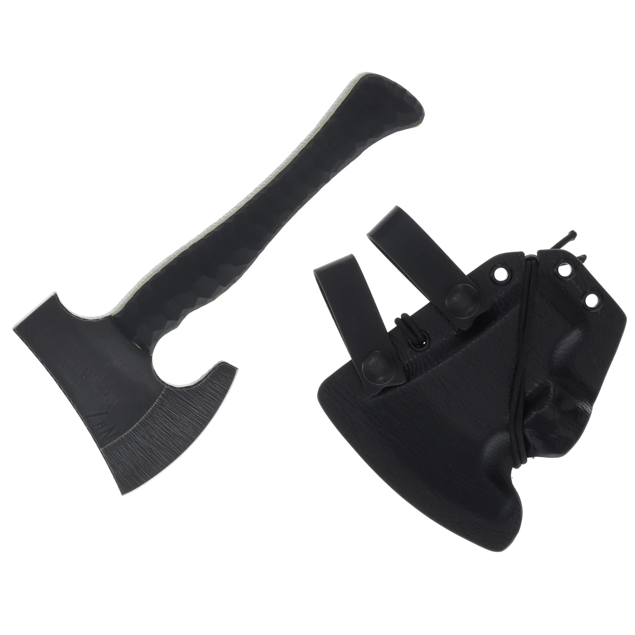 No7 Knife Company Trapper Hatchet Black G10 Toxic Green Liners Black Pins NO7TH-BLAG10/TOXG10-BP T