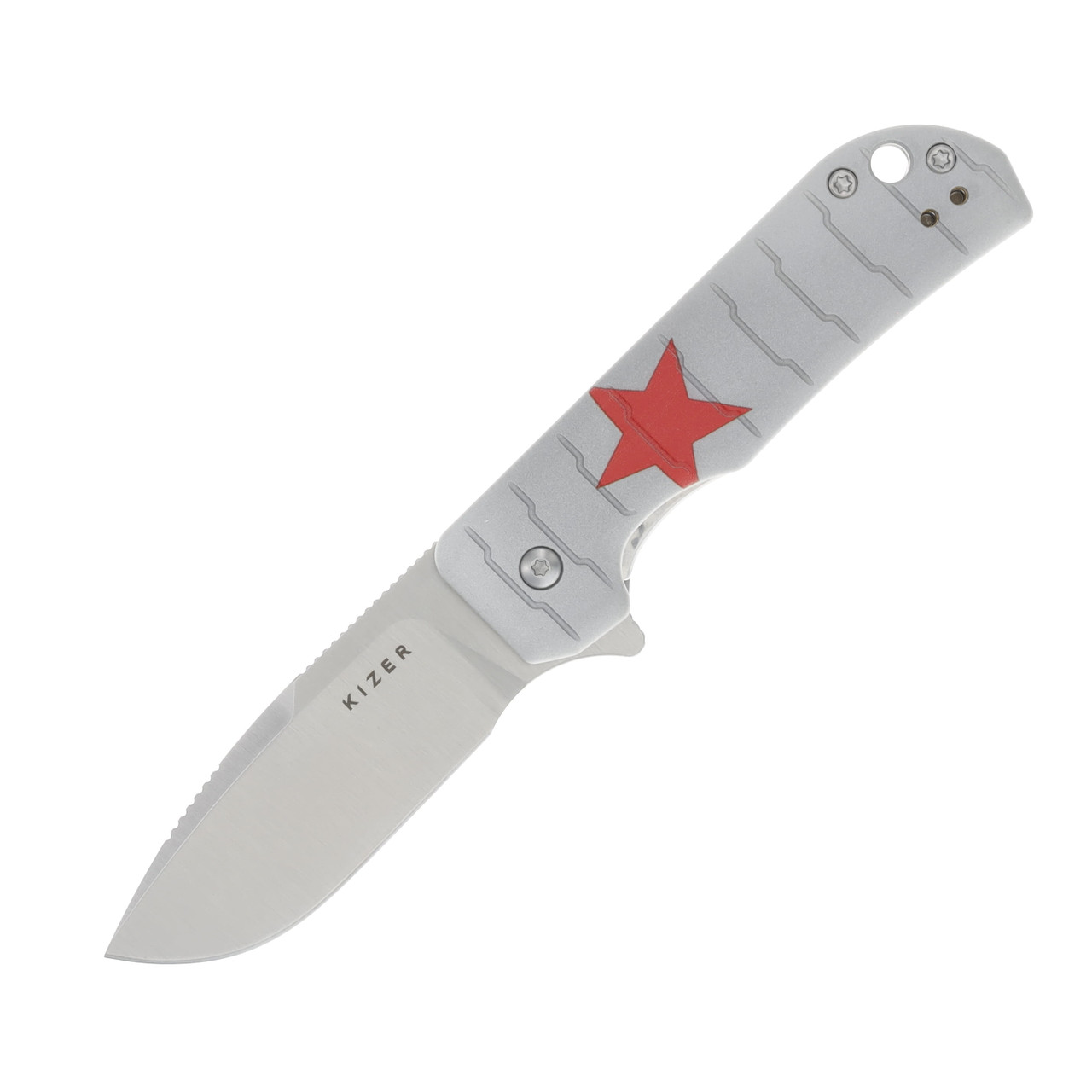 Kizer Nice Guy The Soldier SMKW Exclusive 2.84in Plain Satin Drop Point Front Open 1