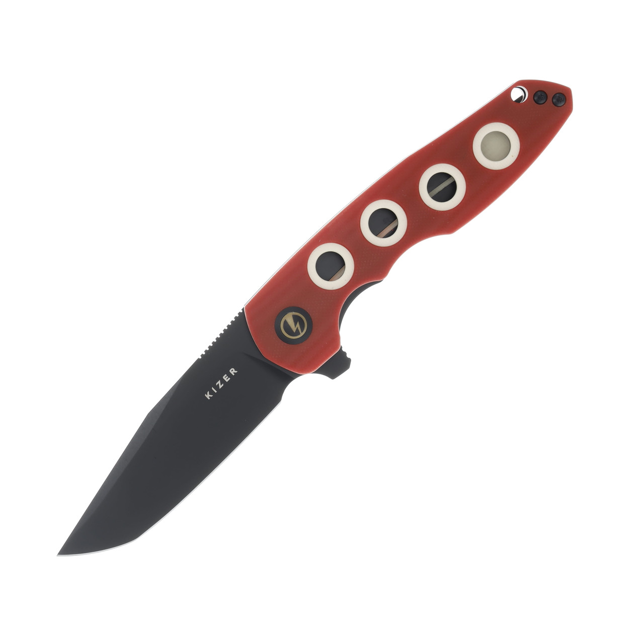 KKizer Z-82 The Guardian SMKW Exclusive Red 3.47in Plain Black Tanto Front Open 1