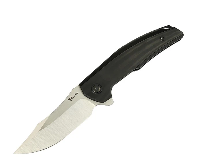 Reate Jack Jr. Folding Knife Satin S30V/Black Aluminum/Black Pivot Front Open