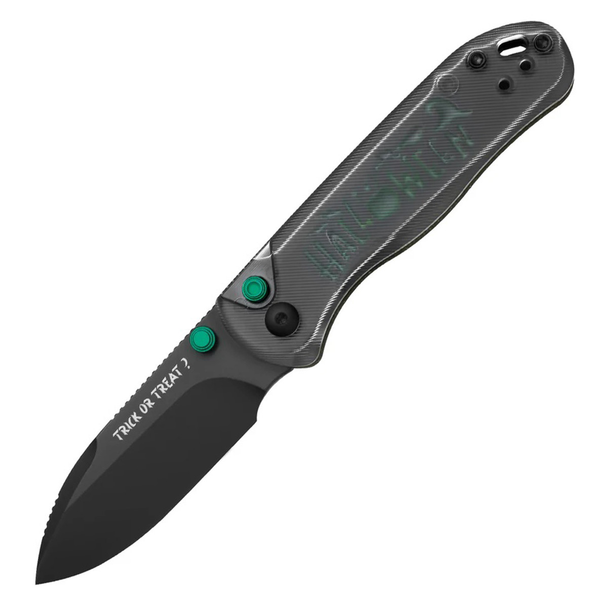 Kizer Drop Bear 2 Halloween 2025 Black Acrylic, Micarta & G-10 with Green Halloween Cutout and Black PVD Nitro V Blade V3619.2CDHW1