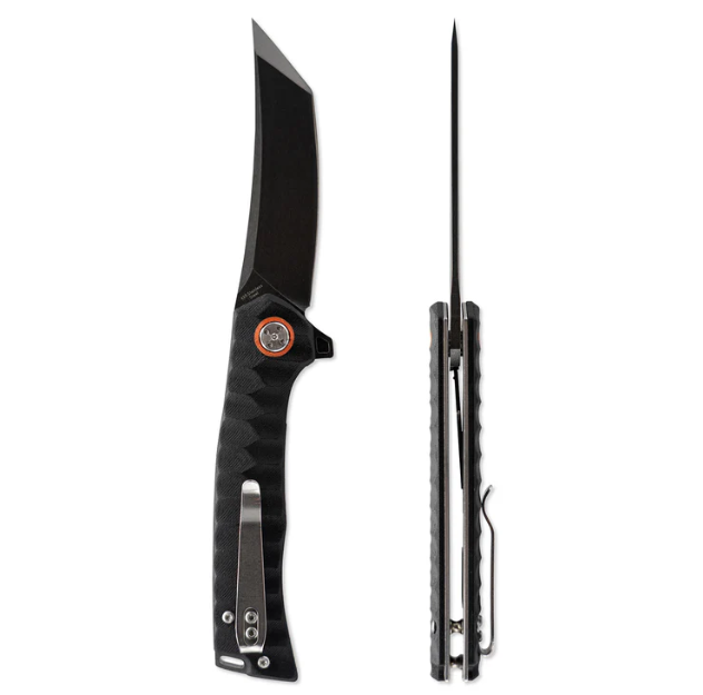 Skallywag Tactical Sao Feng Folding Knife 3.75in Plain Black PVD Tanto