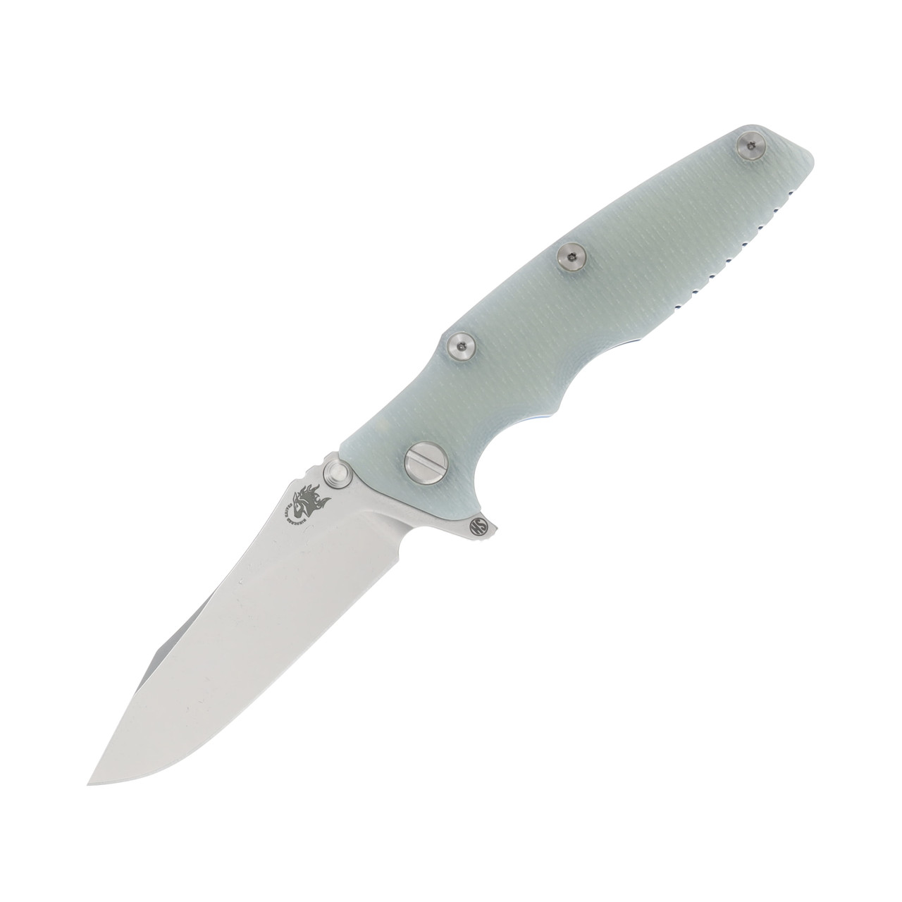Hinderer 3.5 Eklipse Folding Knife Skinny Slicer Stonewash Blue Titanium/Translucent Green G-10 KEK35SKSLHOTWSWBLTG