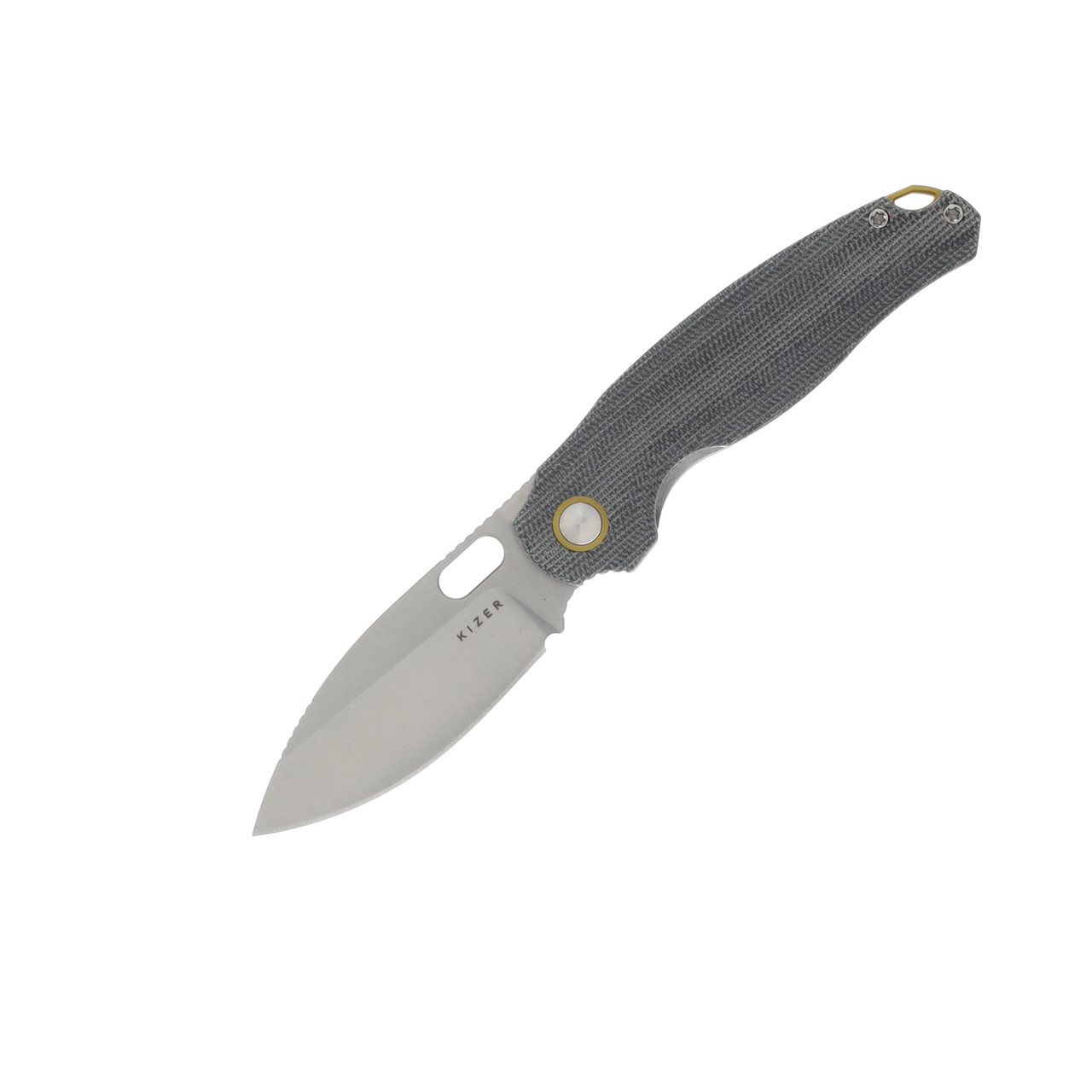 Kizer Seagull Folding Knife Gray Micarta Handle 2.95in Satin 14C28N Drop Point Blade V3770A1