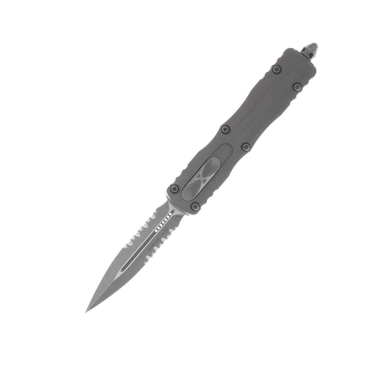 Microtech Dirac Delta OTF Automatic Knife Dual Partially Serrated Apocalyptic Dagger/Natural Clear Aluminum AUMT22511APNC