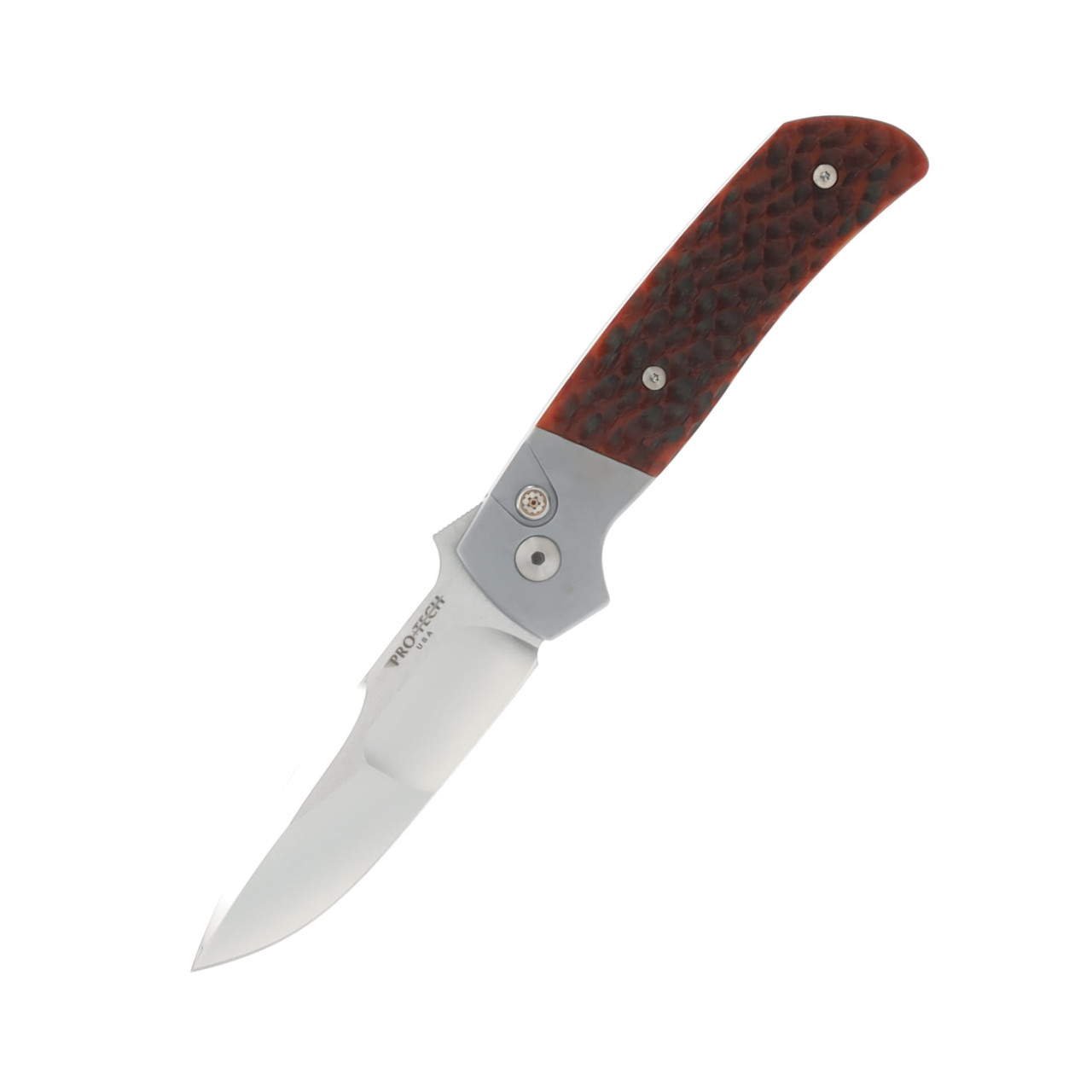 Pro Tech Auto Terzuola ATCF Grey AI Handle With Jigged Red Bone Inlays AUPT2025ATCF
