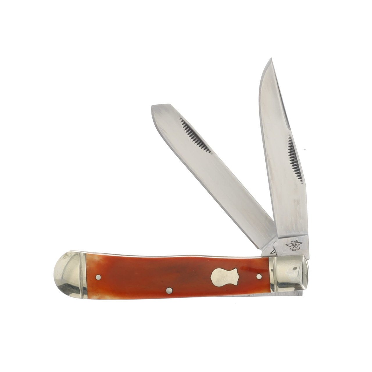 Old Forge Trapper 2 Bld. Burnt Orange Smooth Bone D2 Blade Steel