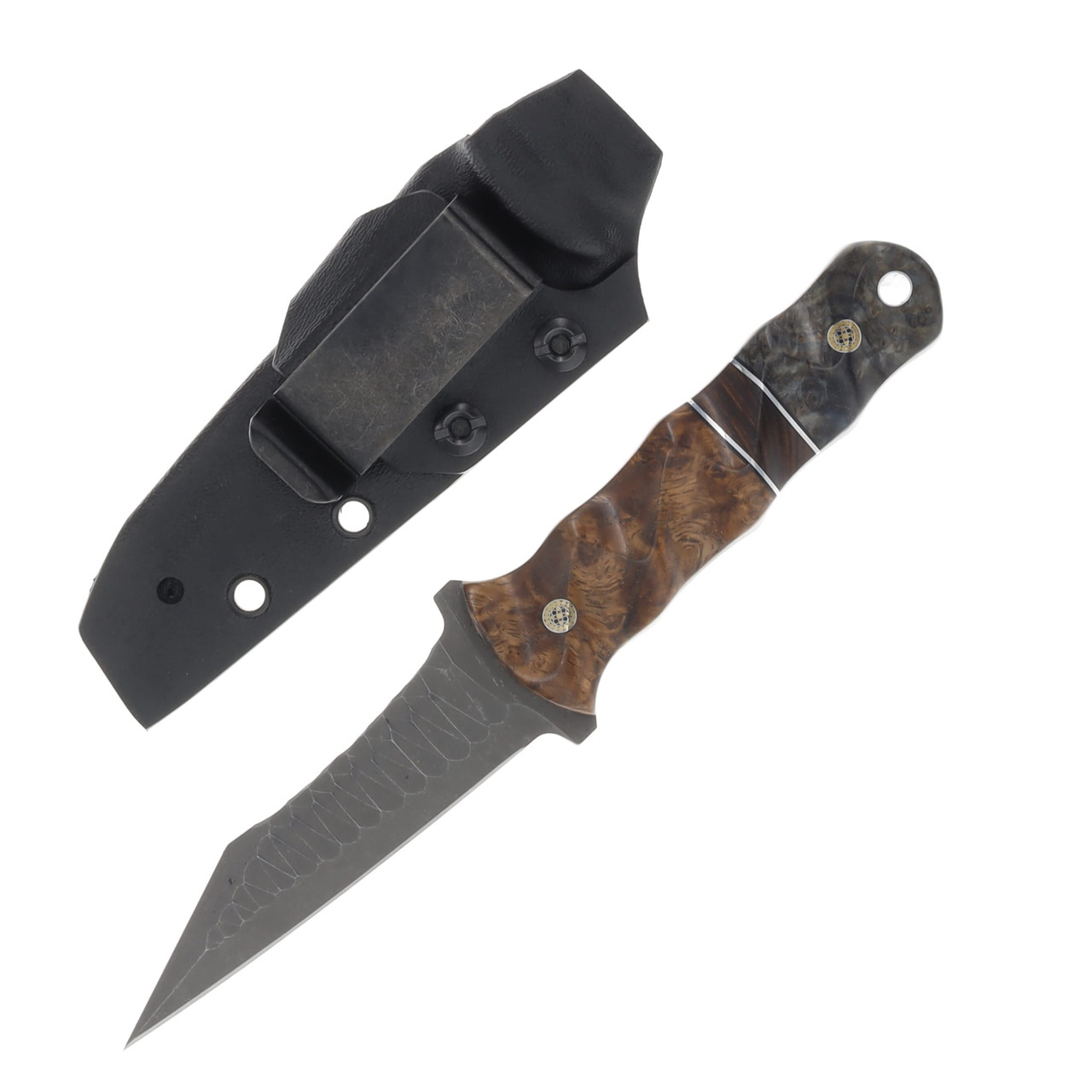 Half Face Blades Combat Dirt Nap Fixed Blade Knife Afzelia/Black G-10 with Ironwood HFCDNAB