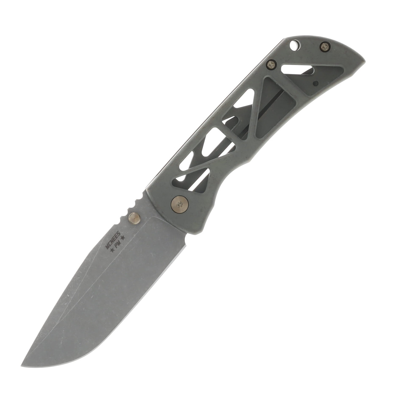 McNees MAC2 Skeletonized Folding Knife 3.5in Green-Bronze Handle