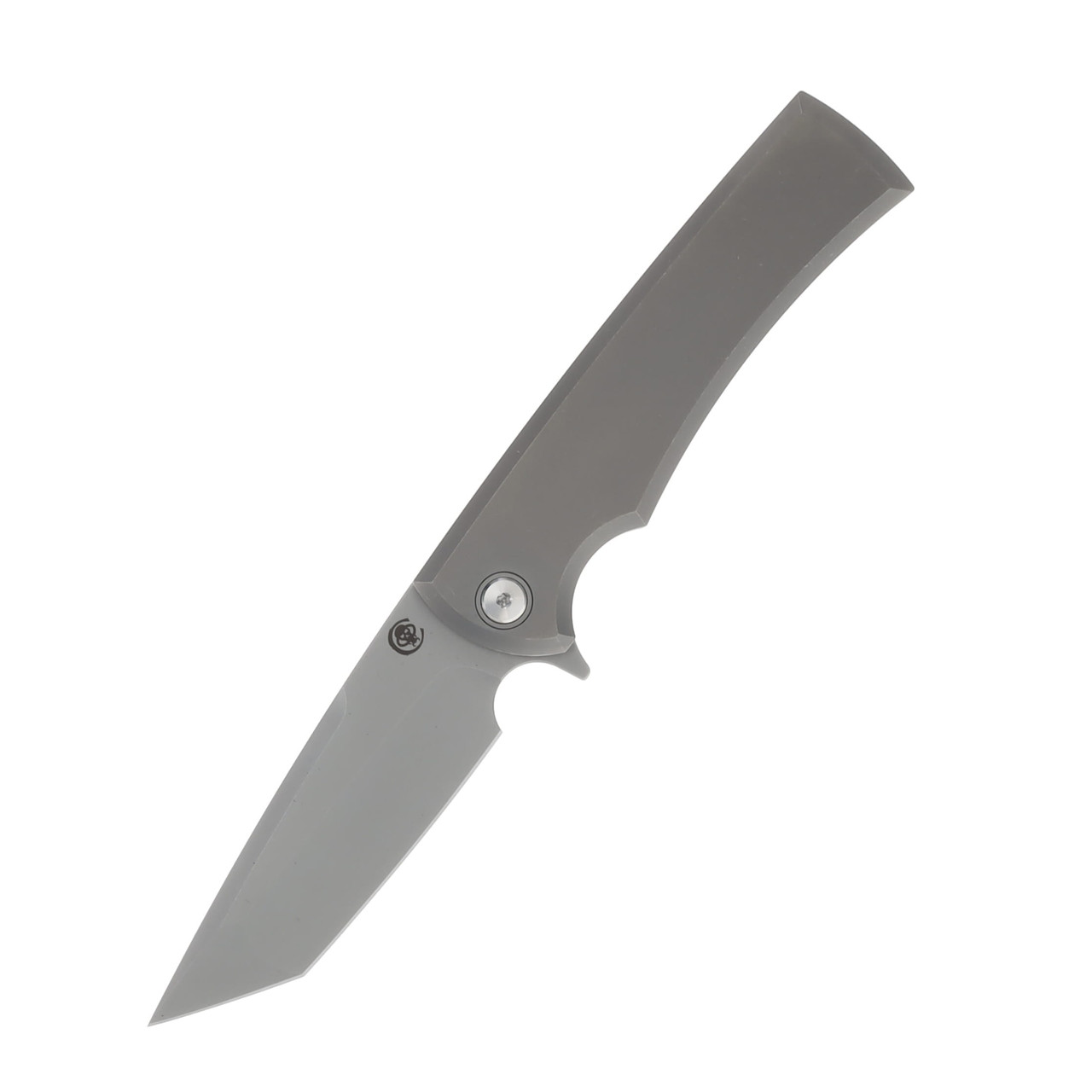 Chaves Knives Liberation Street Integral Gray 3.5in Plain Stonewash Tanto Front Open 1