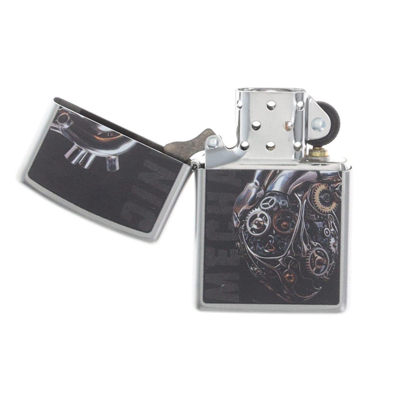 Zippo Lighter Engine Parts Gears and Pipes Satin Chrome