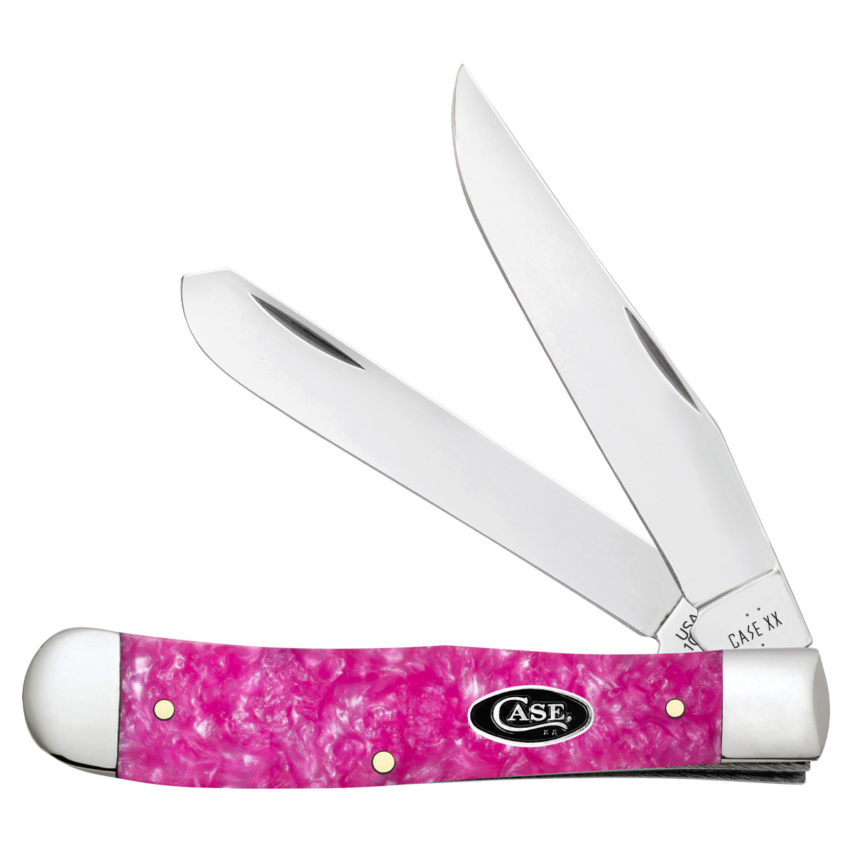 Case XX Pink Crackle Kirinite Trapper Folding Knife CA16160