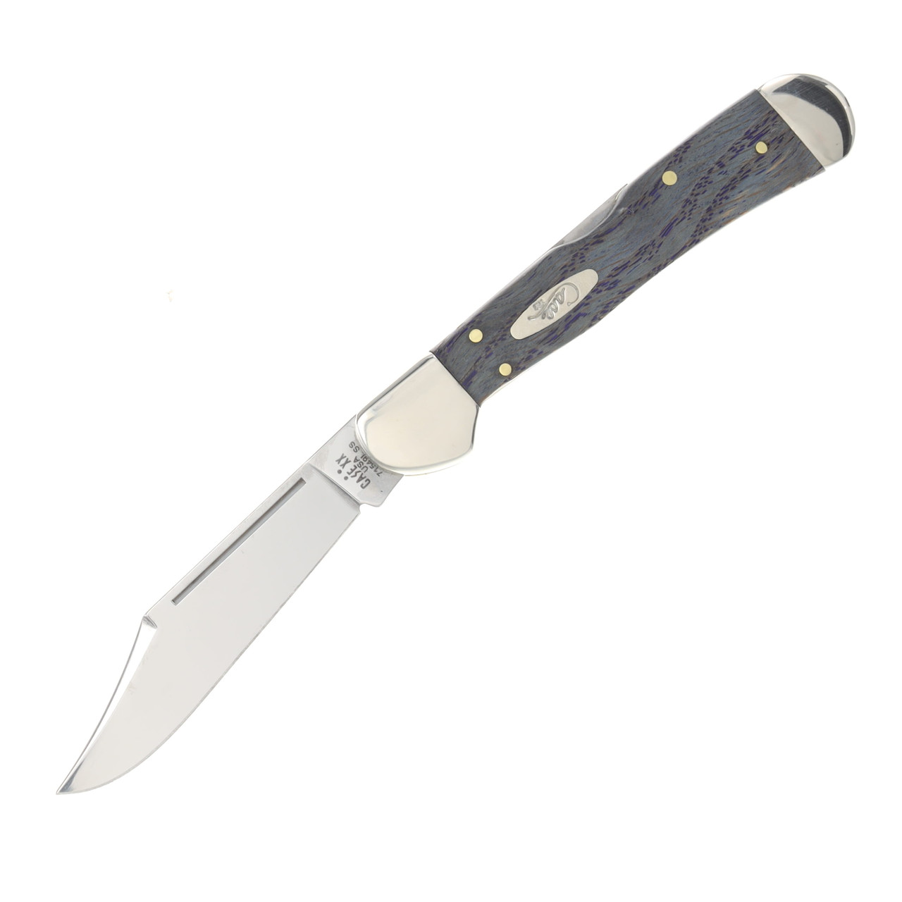 Case XX Blue Smooth Curly Oak CopperLock Folding Knife CA47494