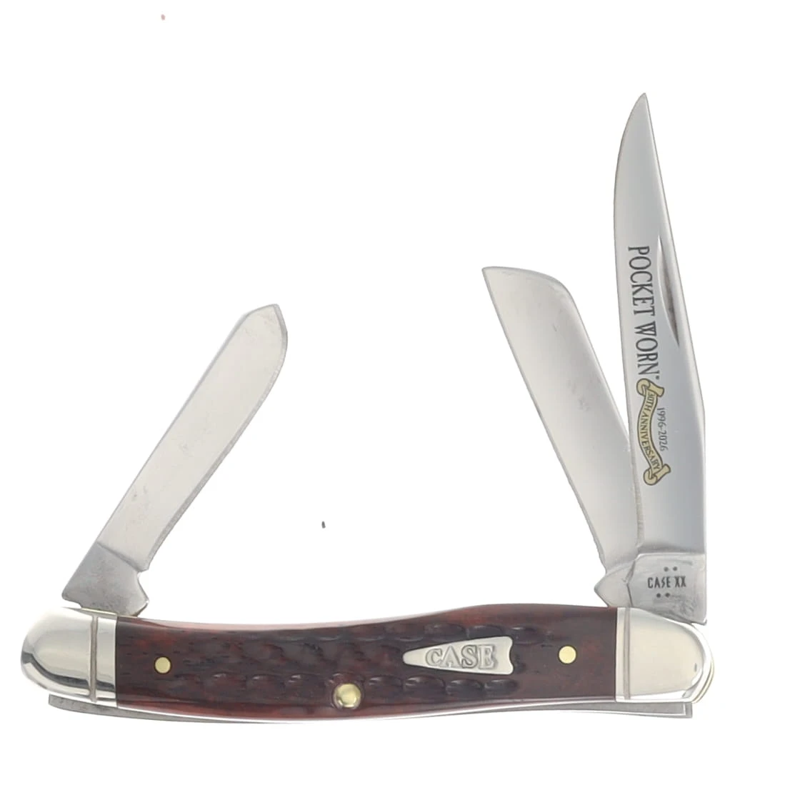 Case XX Pocket Worn 30th Anniversary Corn Cob Jigged Mahogany Bone Medium Stockman CA55232