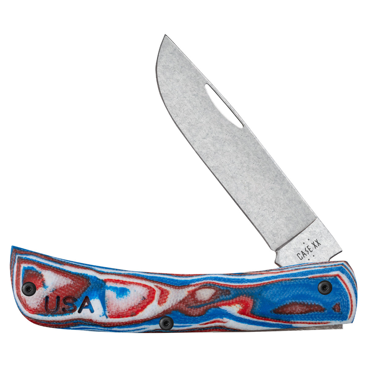 Case XX XR Crossroads Series Red White Blue Burl G-10 Sod Buster