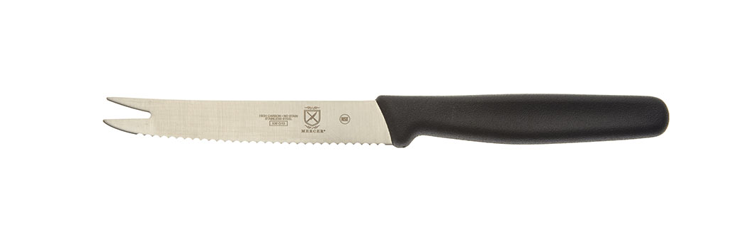 Mercer Sports 4.25in Fruit Knife 2 Tine Wavy Edge Black Handle M33930B