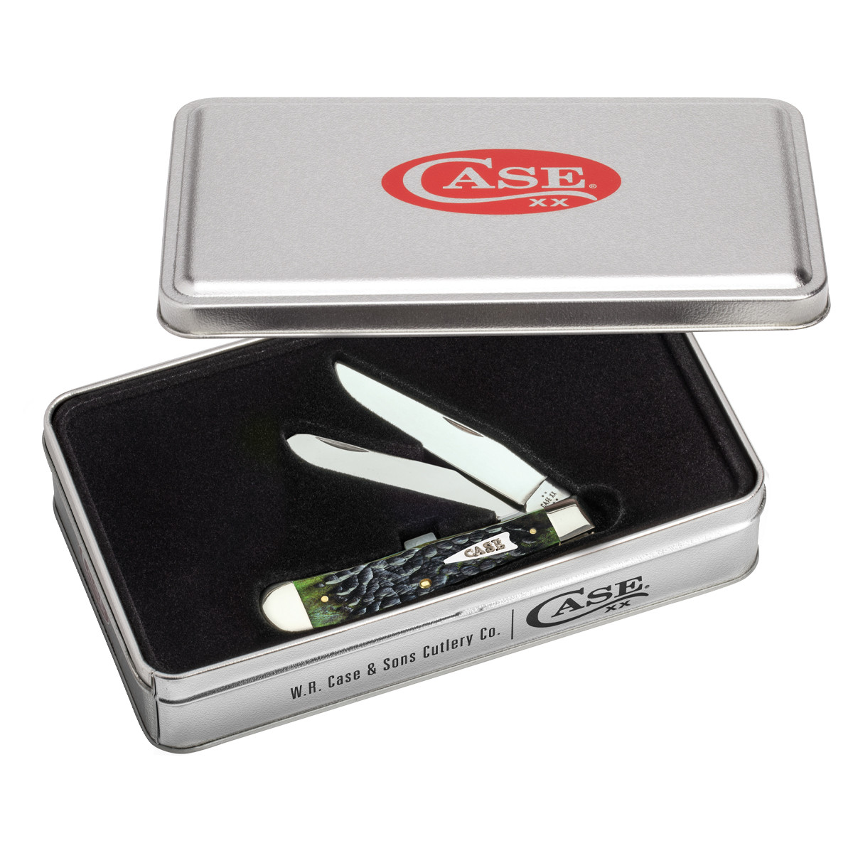Case XX Bermuda Green Jigged Bone Trapper Folding Knife with Gift