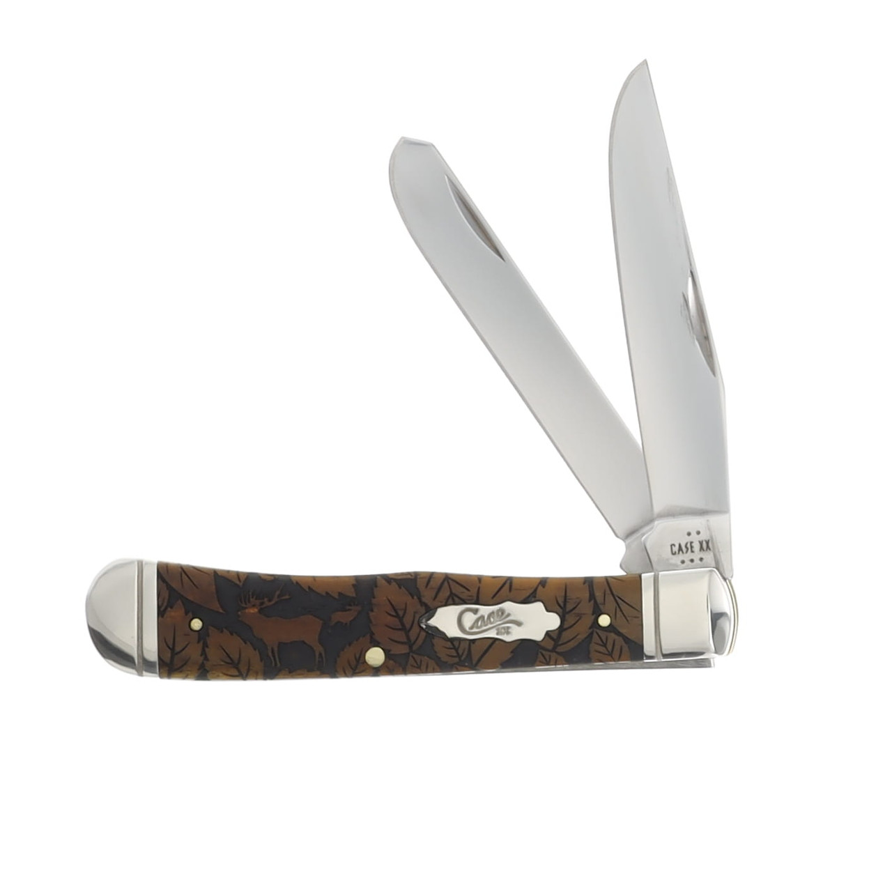 Case XX Smooth Antique Bone Elk and Leaf Trapper Folding Knife