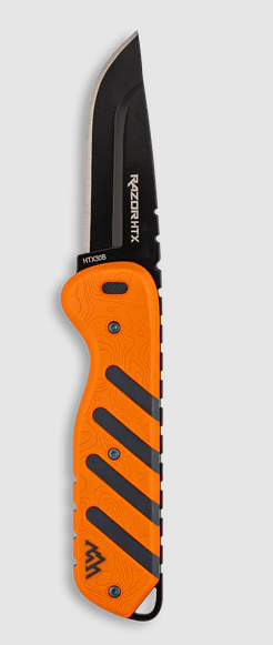 Outdoor Edge Razor HTX Orange - Gray 3in Plain Black Drop Point Black Hardware