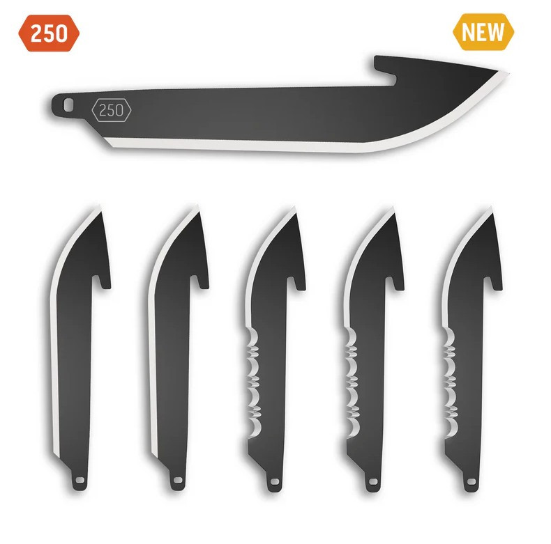 Outdoor Edge 2.5in Carry Drop Point Combo 6 Pck. Black 3 Plain, 3 Serrated Replacement Blades OERRC25K-6C