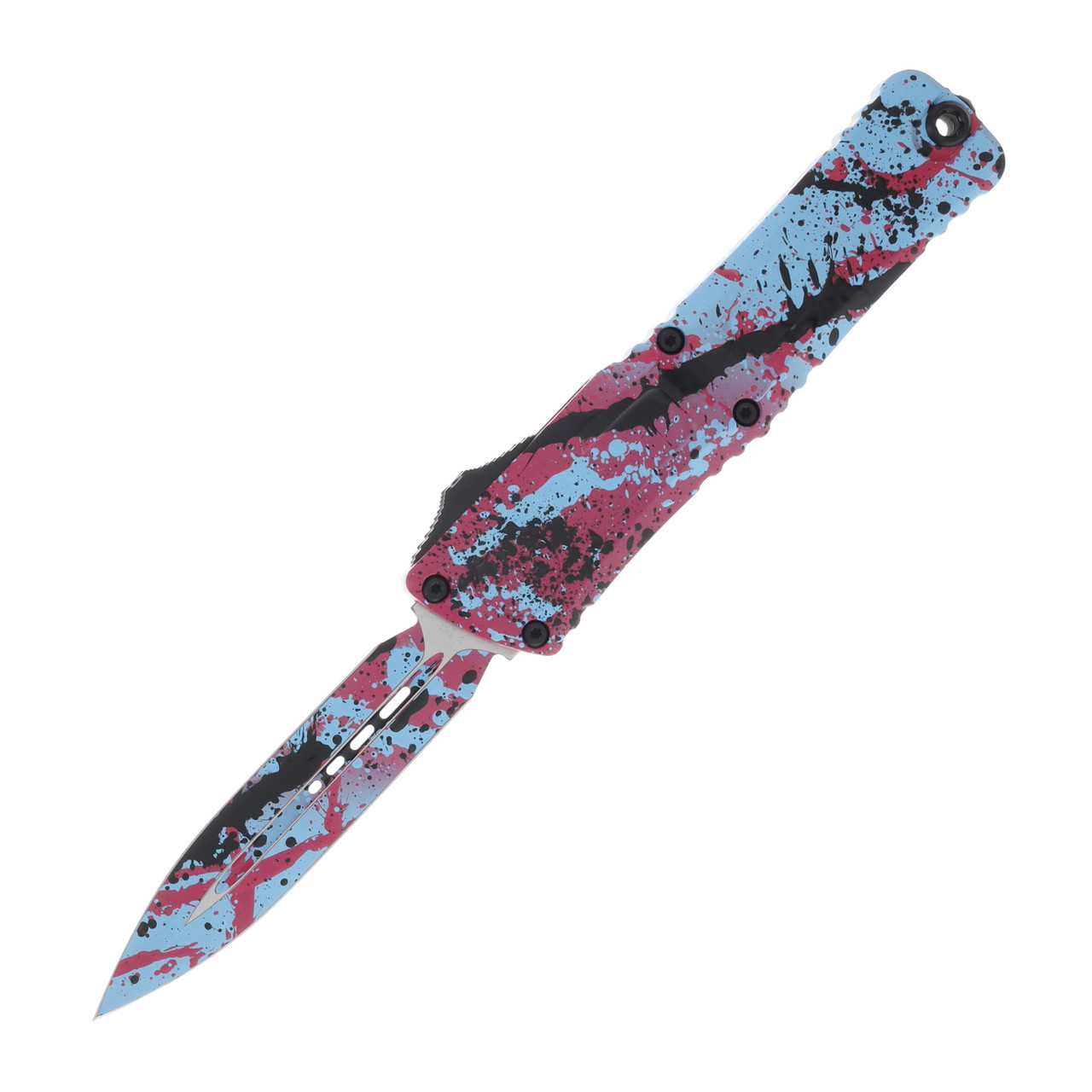 Microtech Combat Troodon Gen III D/E standard Light Blue Pink Black Spatter AUMT11421LBPK BKSPLS