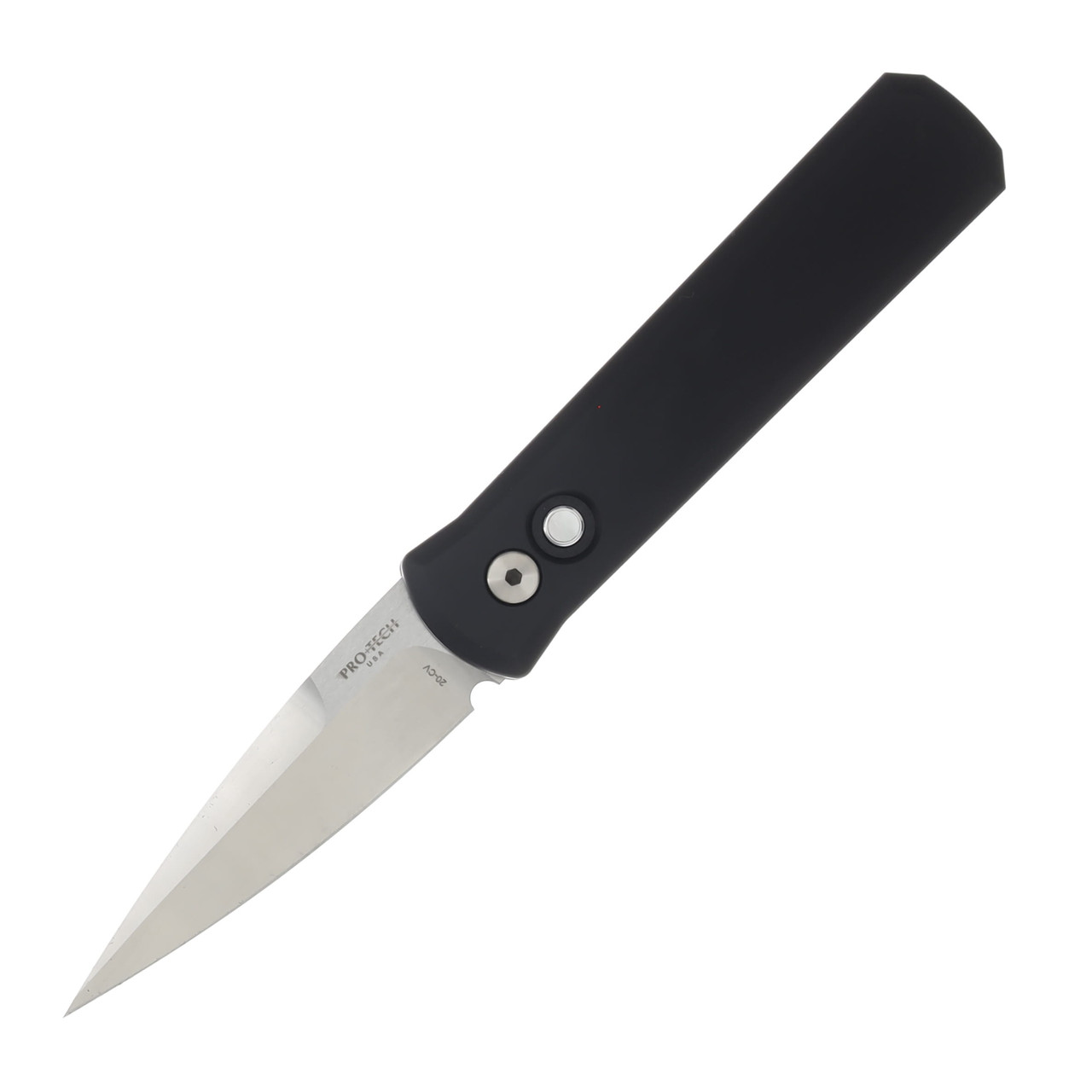 Pro Tech OTS Auto Godson Solid Black Aluminum Handle Satin CPM-20CV Blade AUPT721-MOP20CV