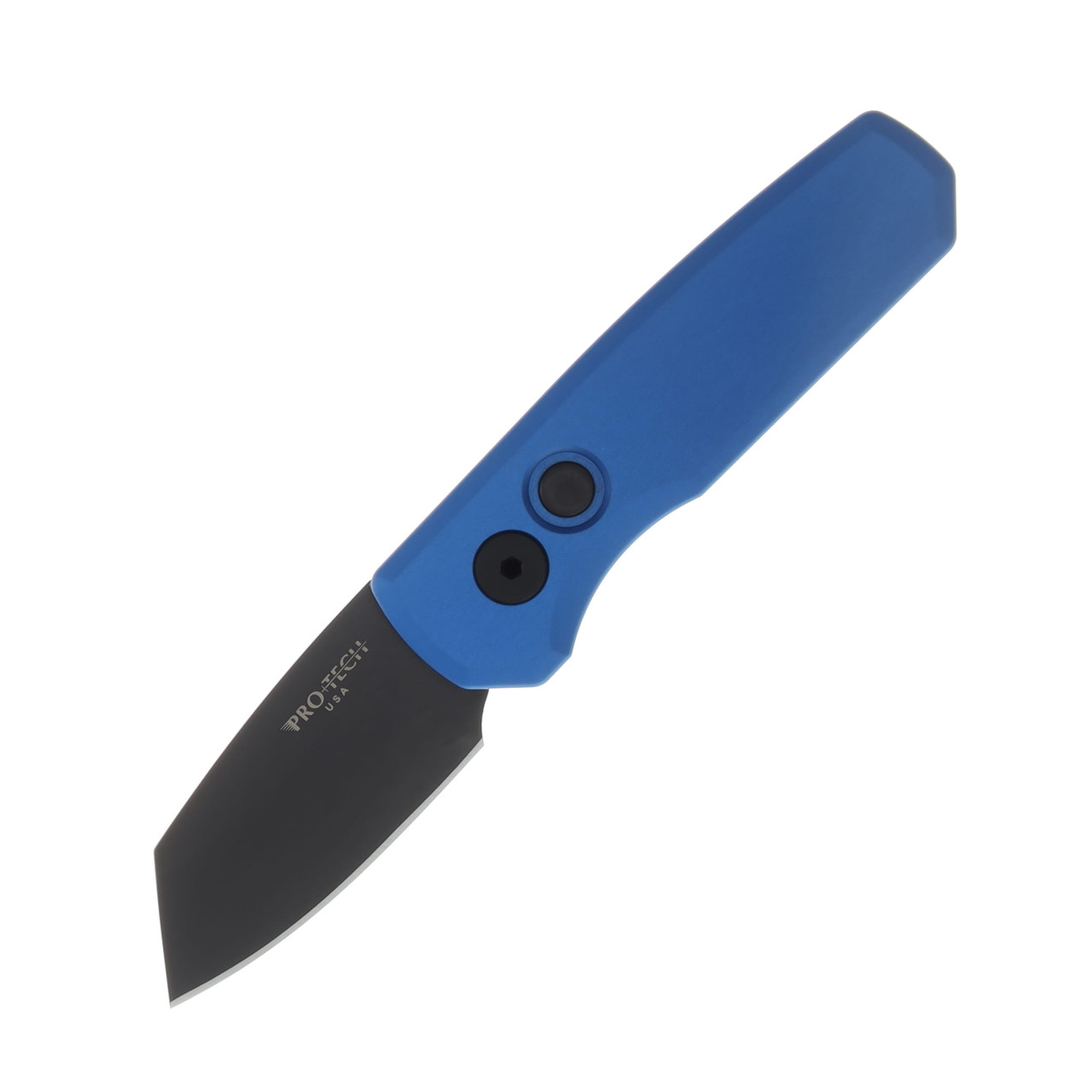 Pro Tech Runt 5 OTS Auto Blue Aluminum Handle Black DLC CPM-20CV Reverse Tanto Blade AUPTR5203-BLUE