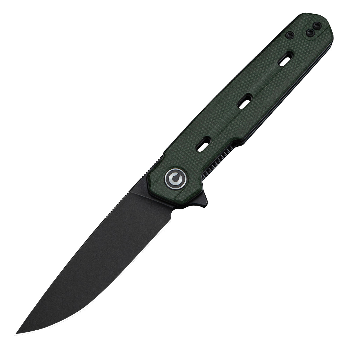CIVIVI Navo Folding Knife Green 3.25in Plain Black Stonewash Drop Point Front Open