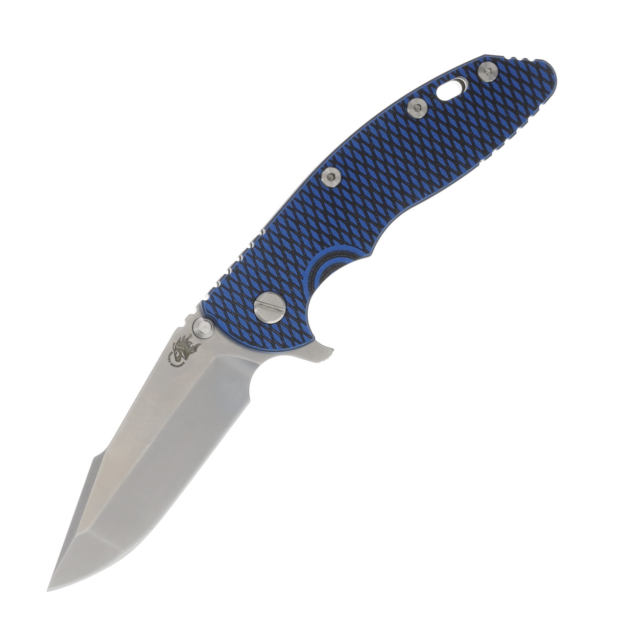 Hinderer XM-18 Blue – Black 3.5 Inch Plain Stonewash Harpoon Spanto