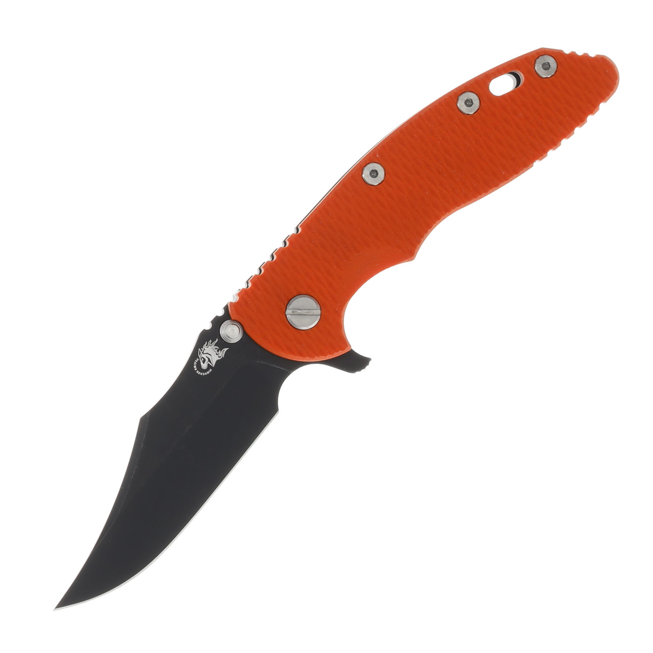 Hinderer XM-18 Bowie Orange - Battle Black 3.5in Plain Battle Black Bowie KXM35BOWMCDTWBBKOR