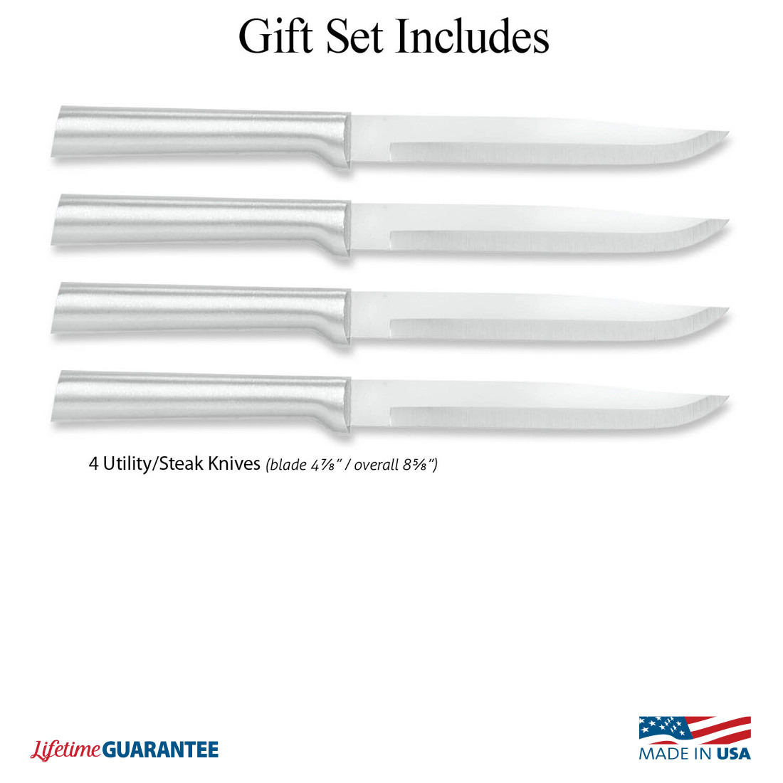 Rada Utility-Steak Knives 4Pc Set-Silver Handle S55