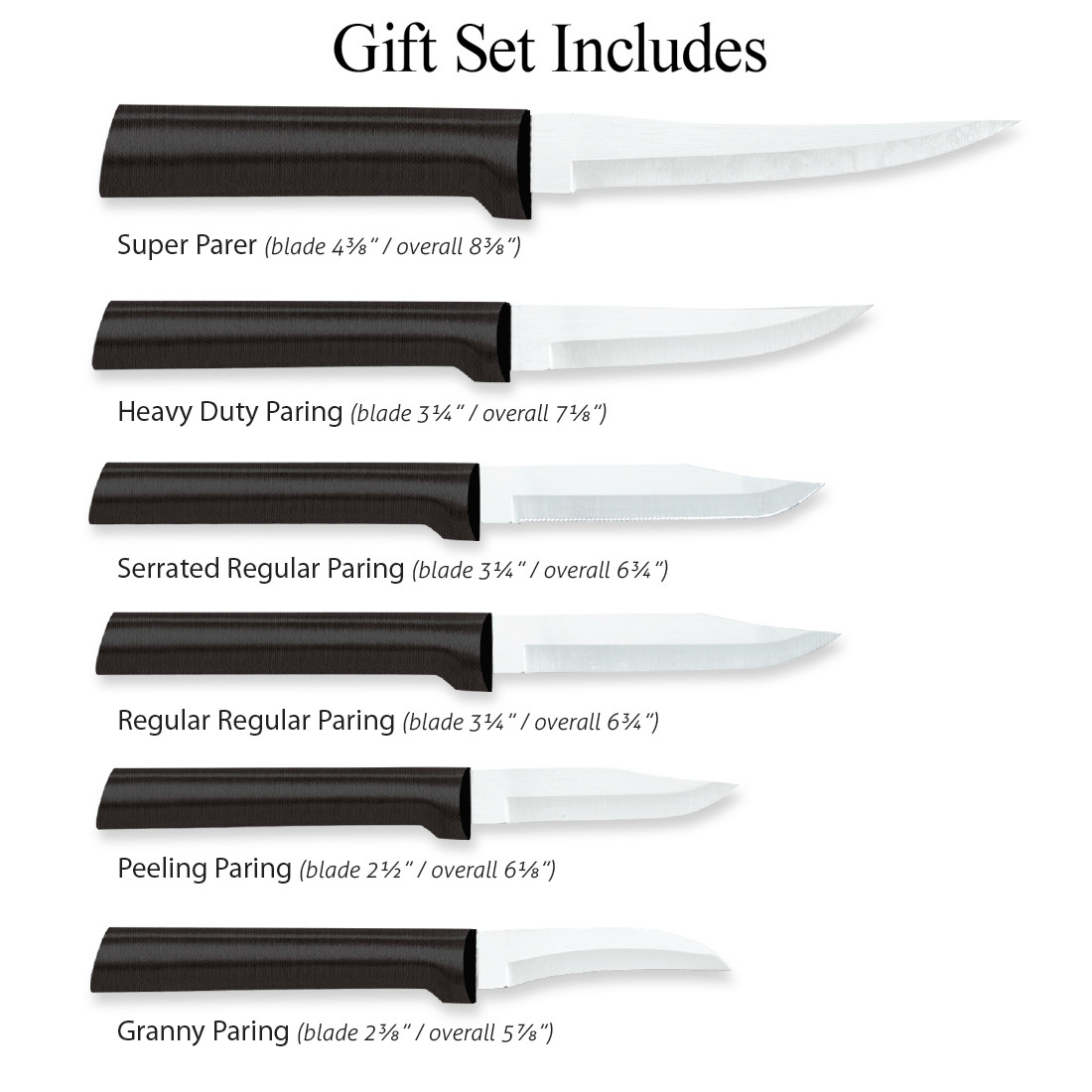 Rada All Star Paring 6Pc Set Black Handle G252