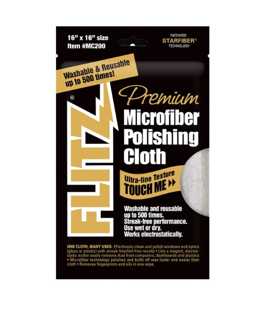 FLITZ Microfiber Polishing Cloth 16in x 16in-Grey FLMC200